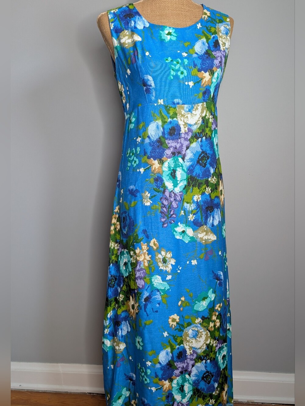 Vintage blue floral maxi dress